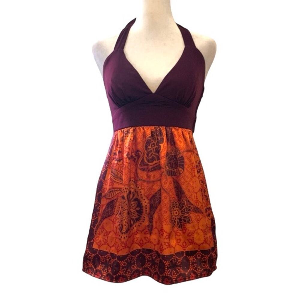 Vintage Y2K Studio Y Purple & Orange Boho Halter Top
